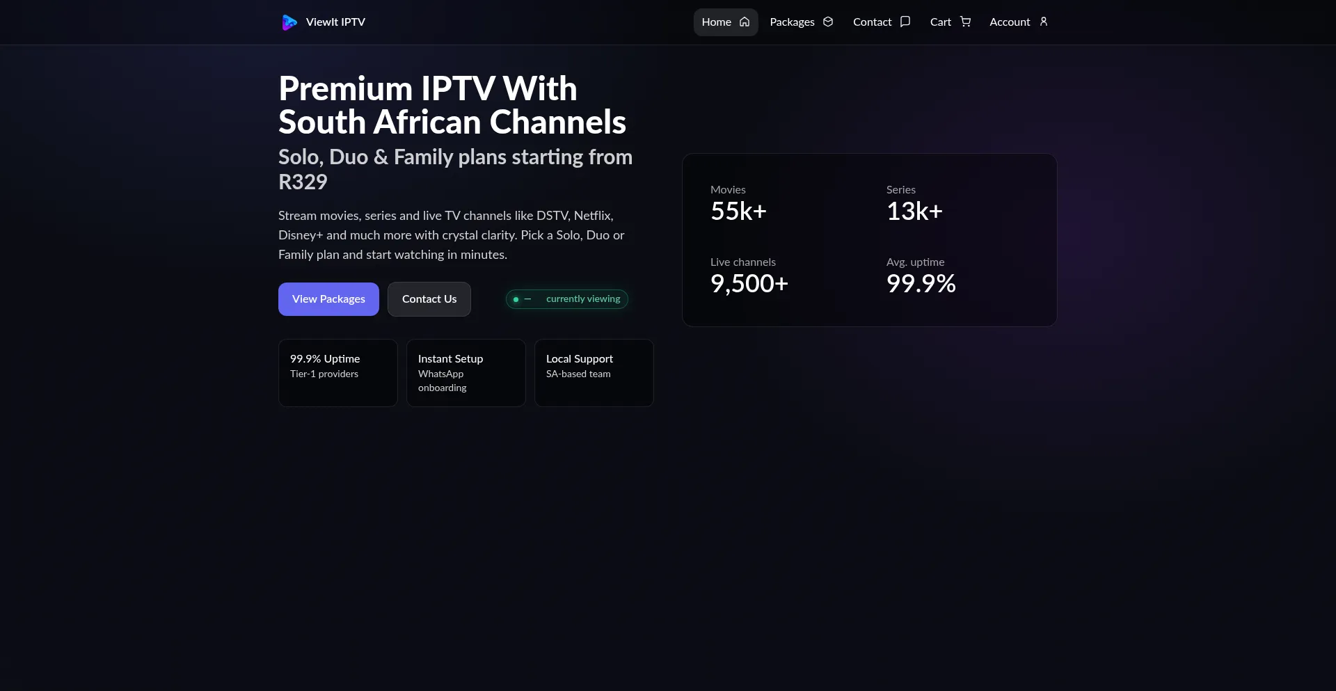 Website screenshot of Viewitnow.co.za