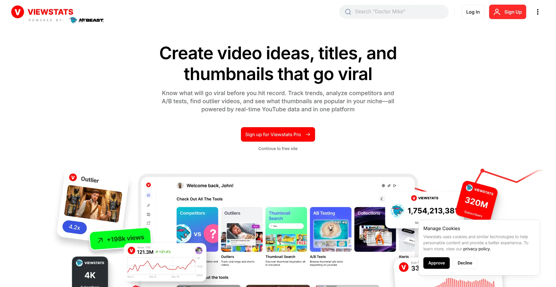 Website screenshot of Viewstats.com