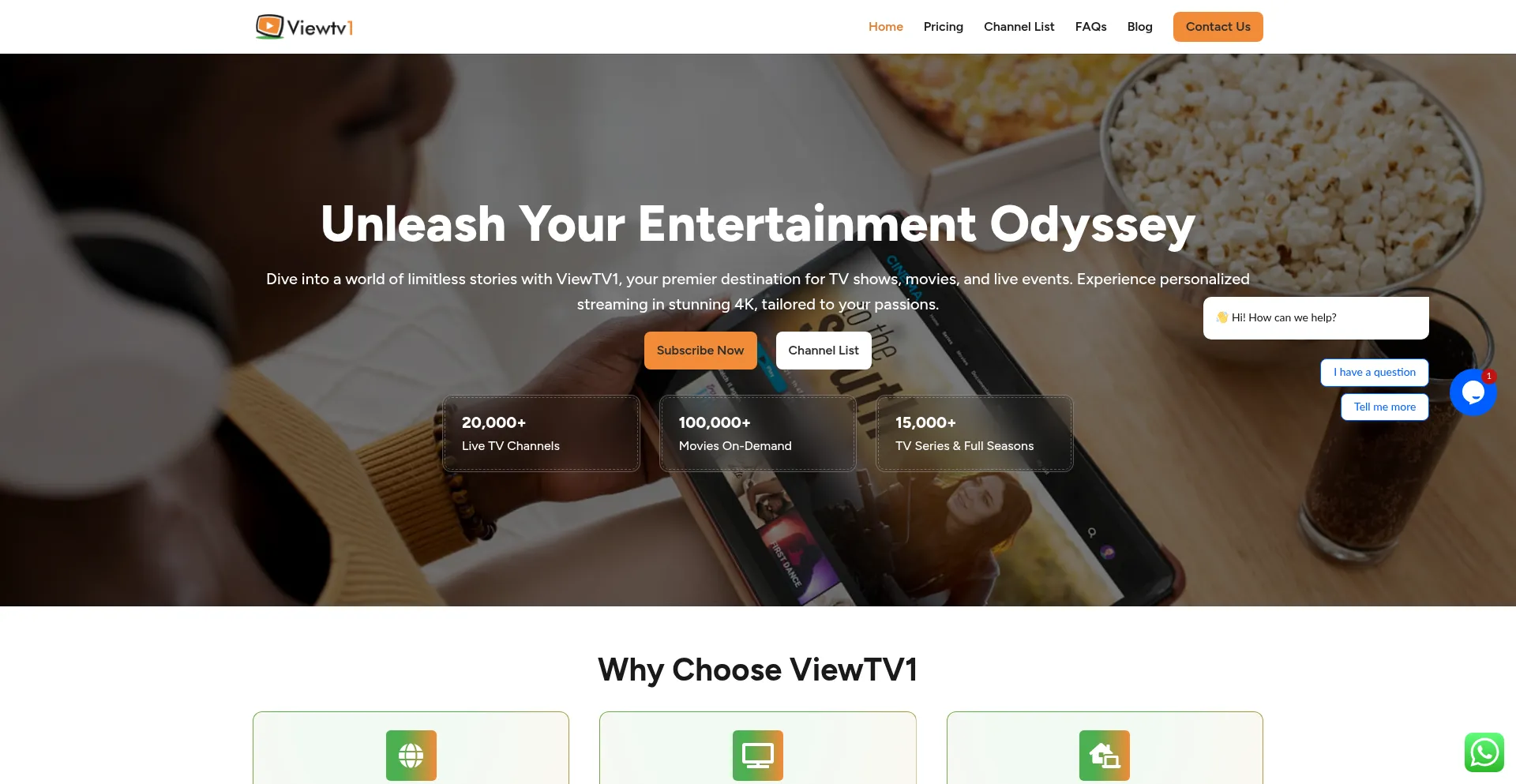 Website screenshot of Viewtv1.com