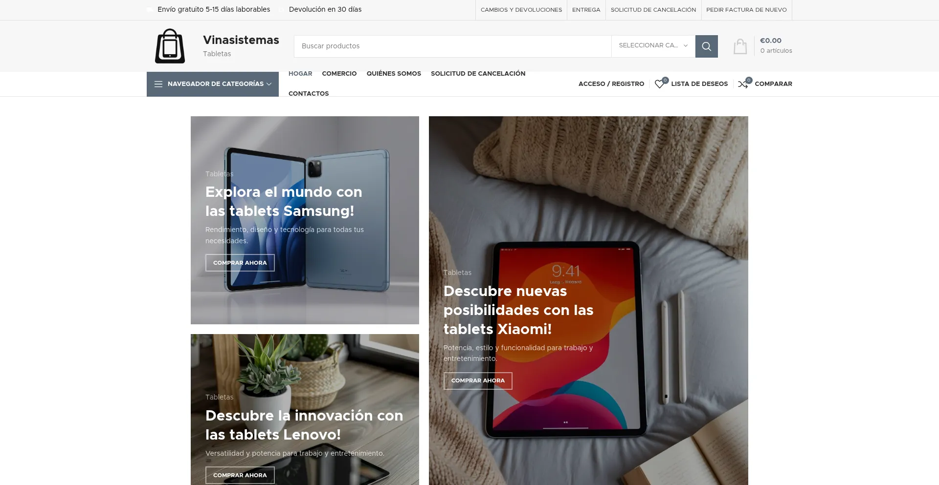 Website screenshot of Vinasistemas.eu
