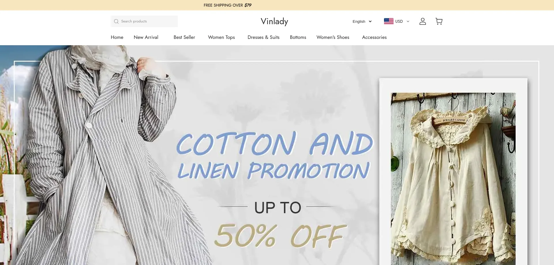 Website screenshot of Vinlady.com