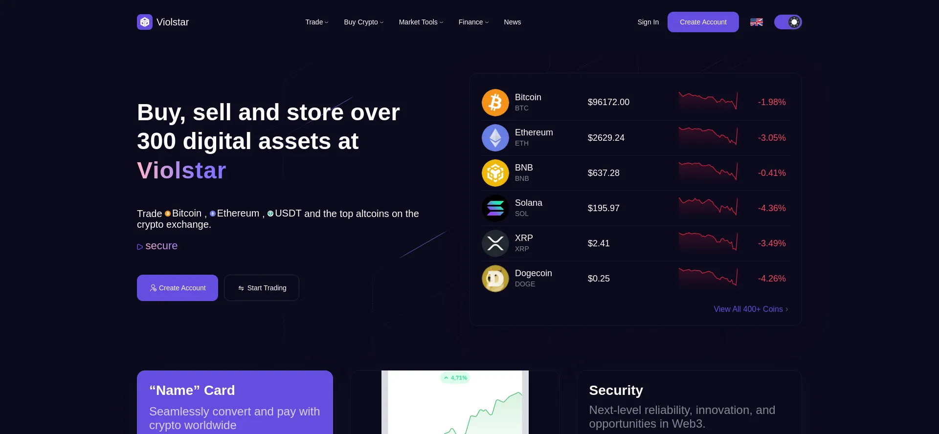 Website screenshot of Violstar.cc