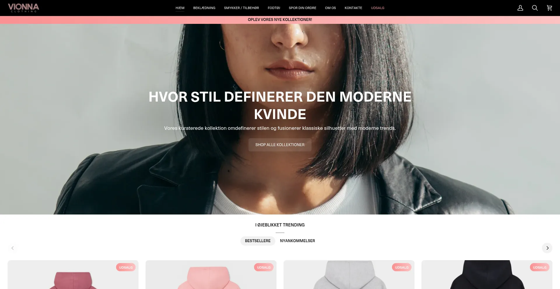 Website screenshot of Vionna-clothing.dk