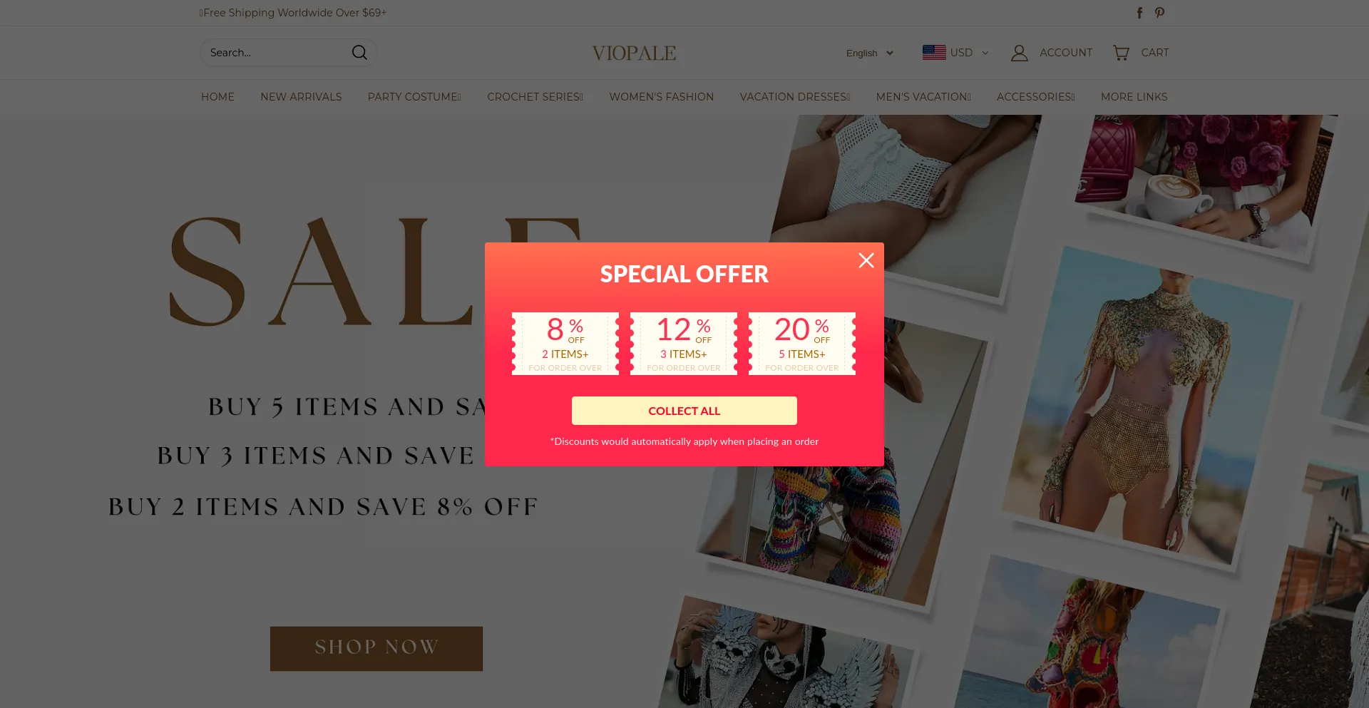Website screenshot of Viopale.com