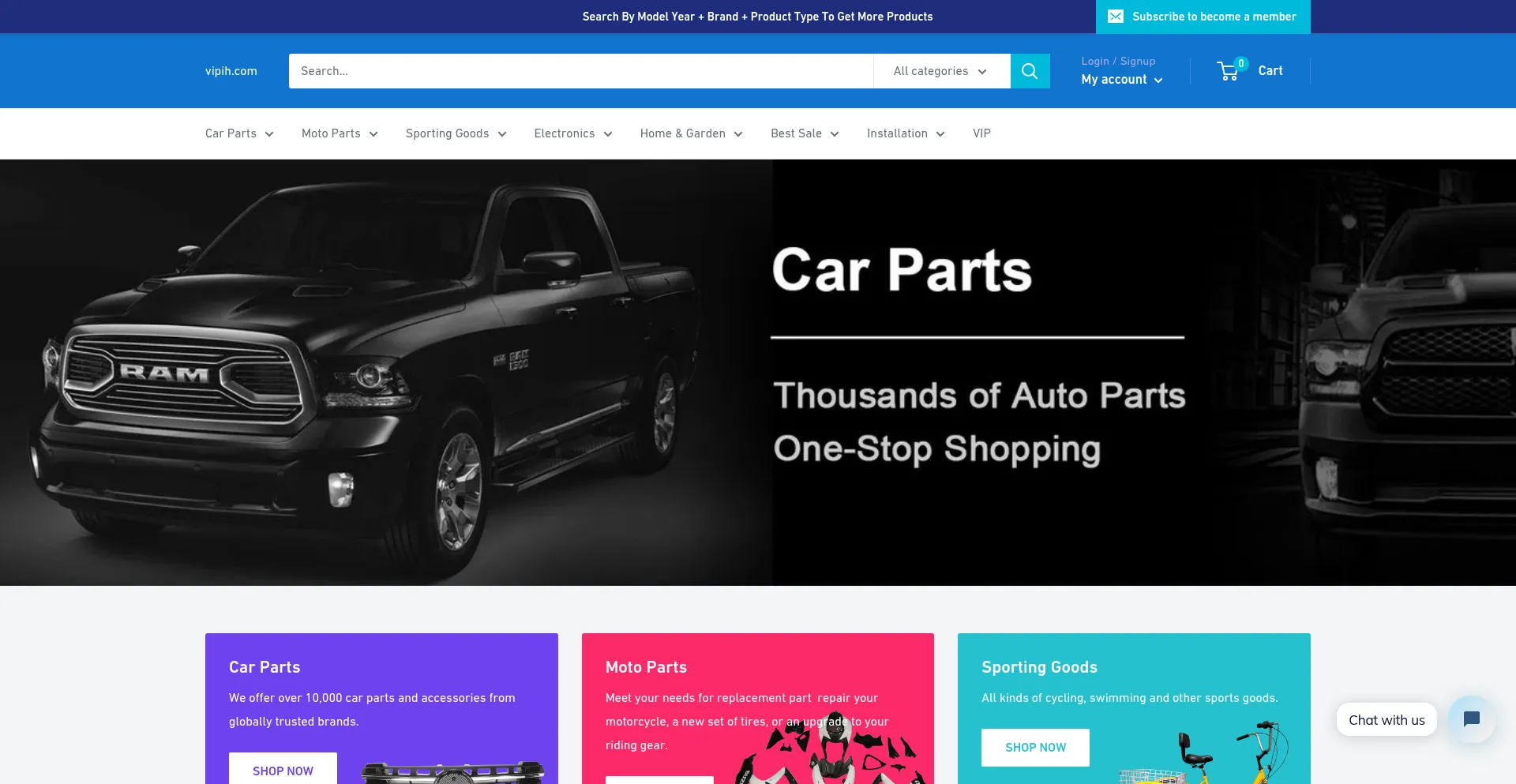 Website screenshot of Vipih.com