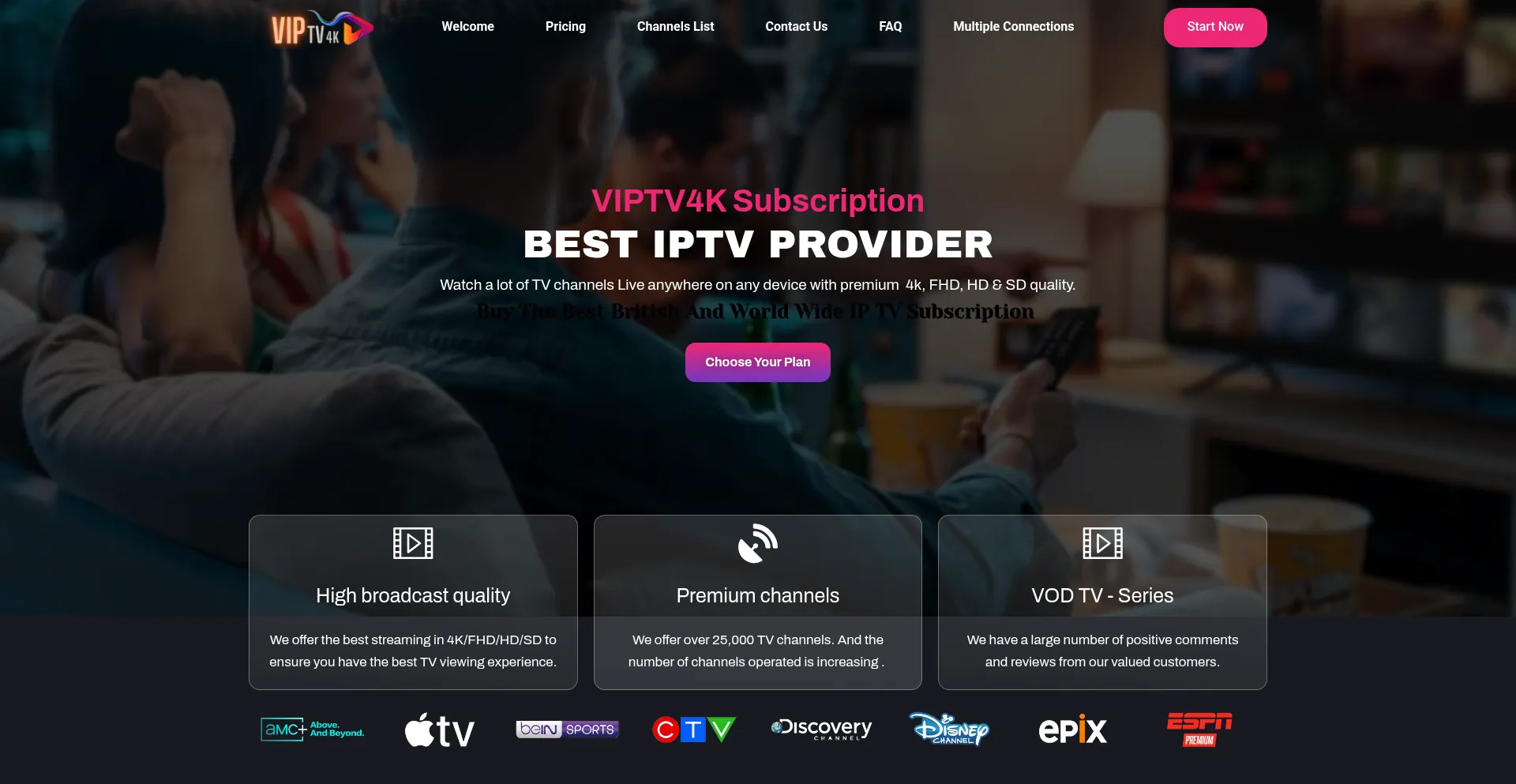 Website screenshot of Viptv4k.com