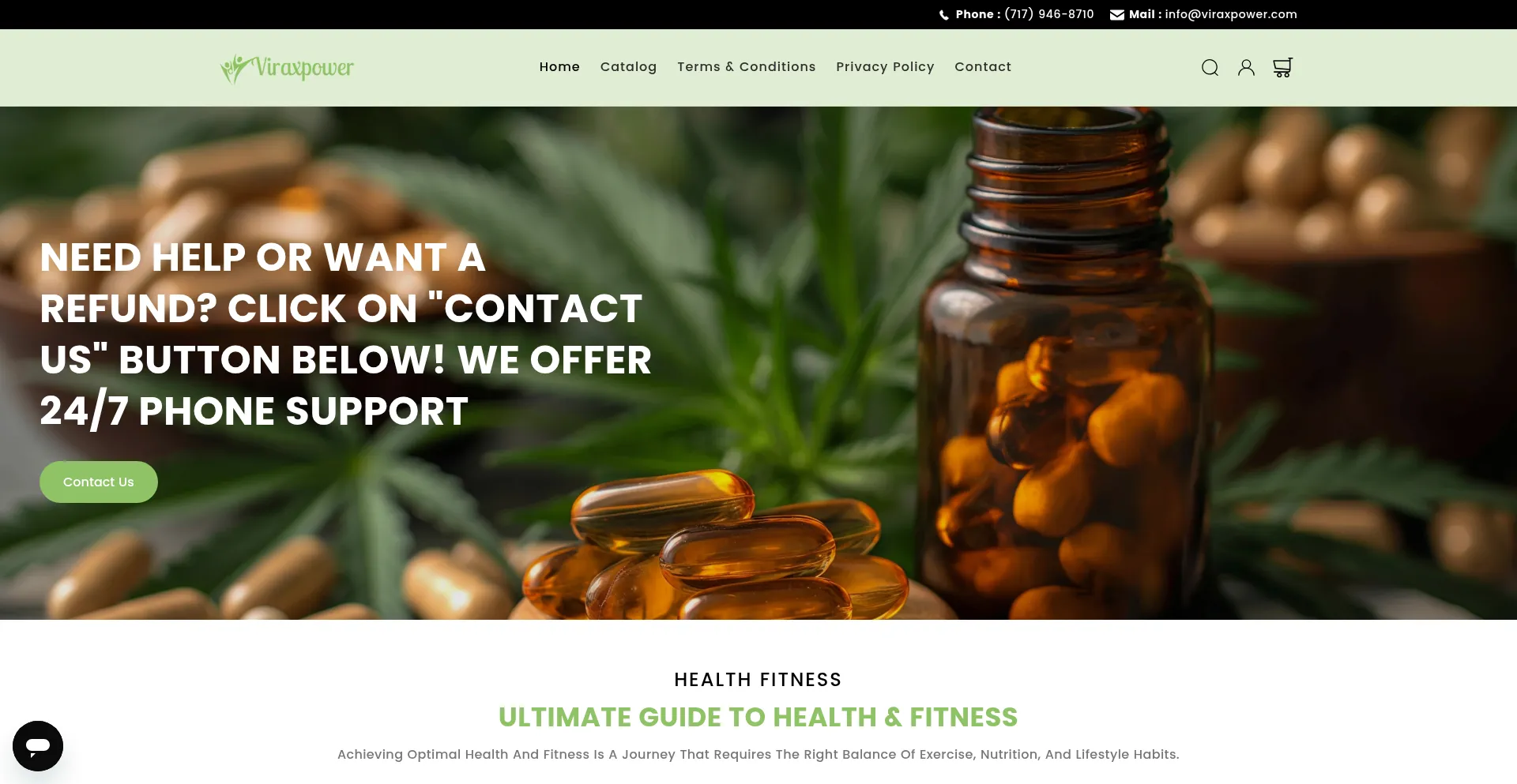Website screenshot of Viraxpower.com