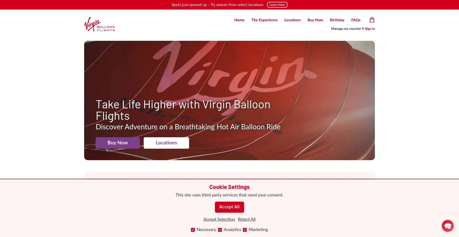Virginballoonflights.co.uk Screenshot