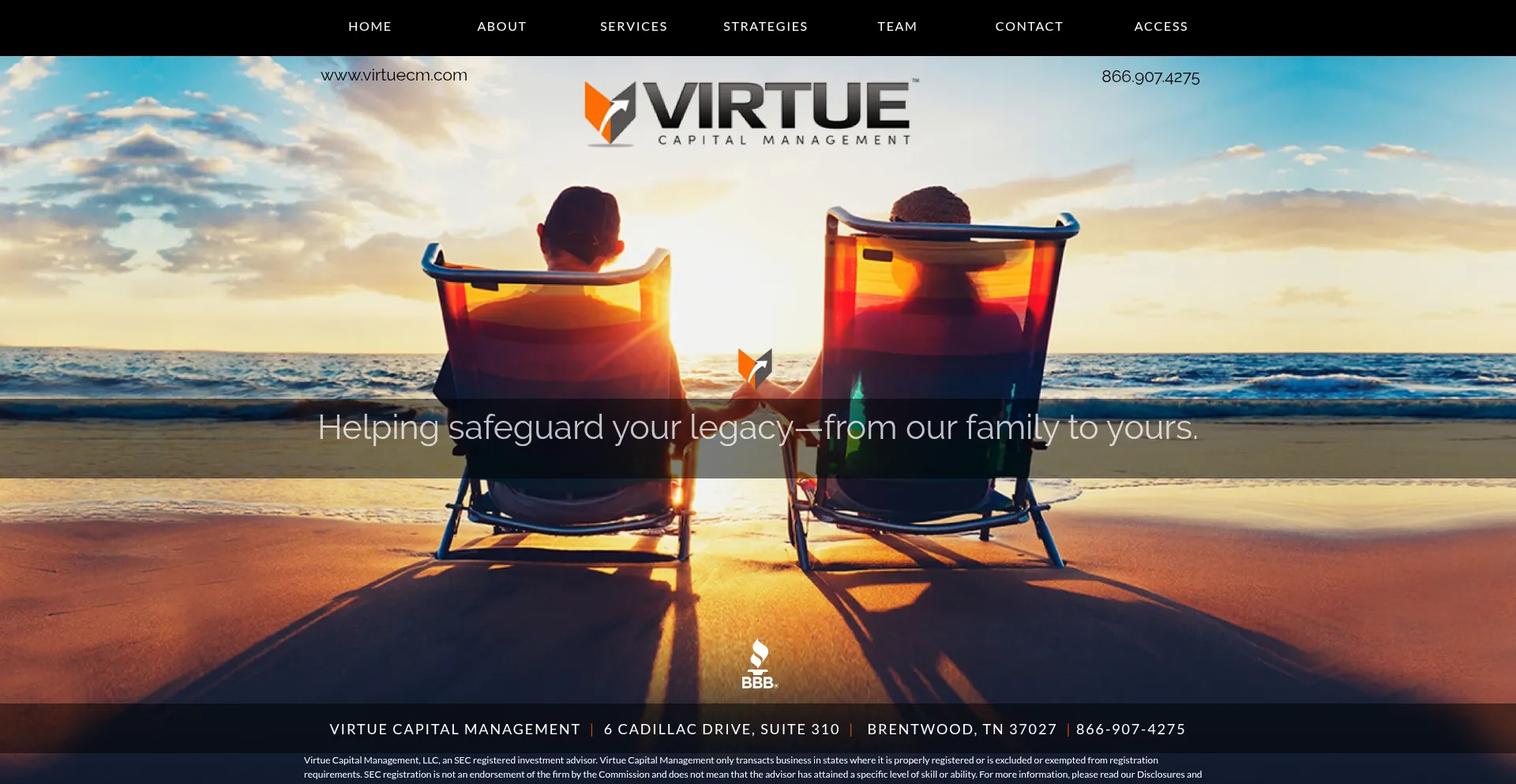 Website screenshot of Virtuecapitalmanagement.com