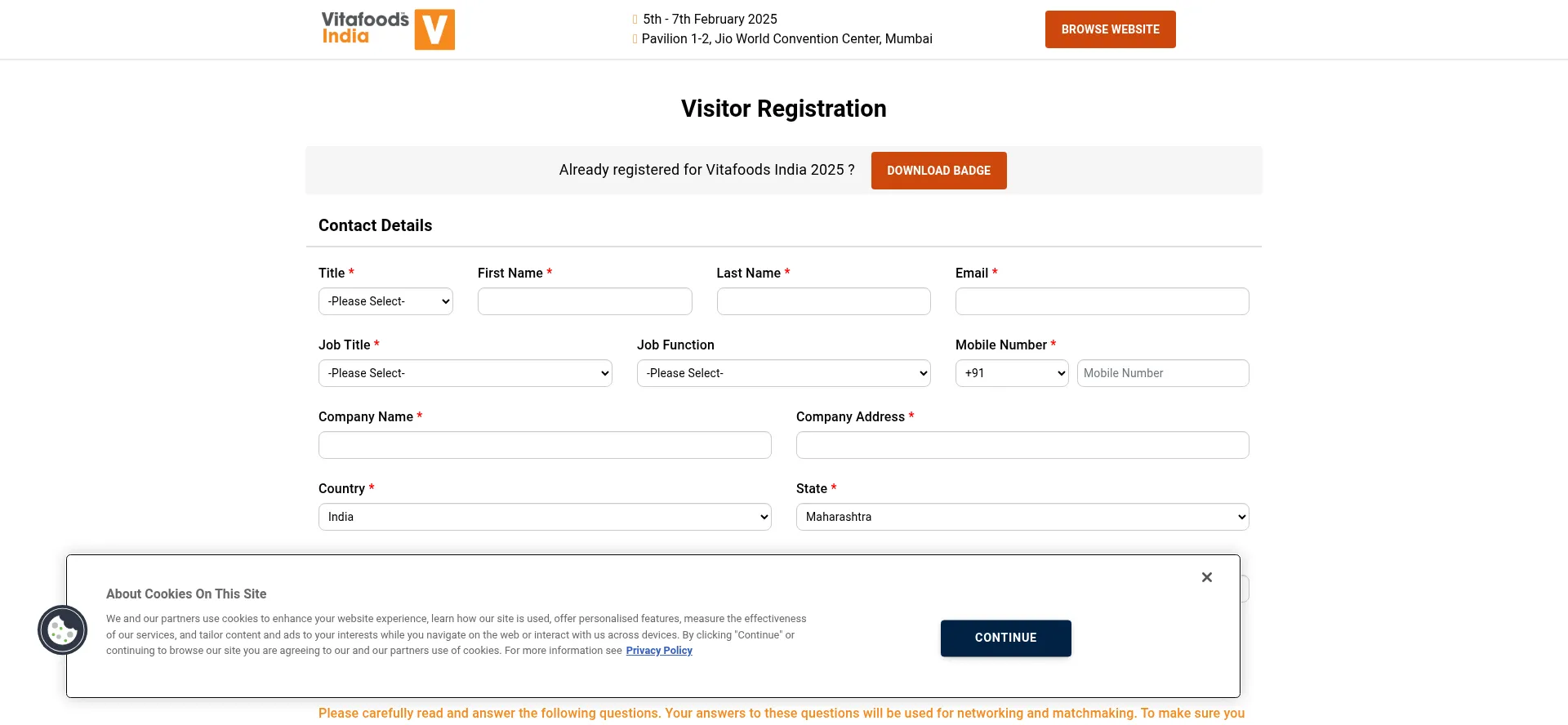 Visitor-registration.vitafoodsindia.com