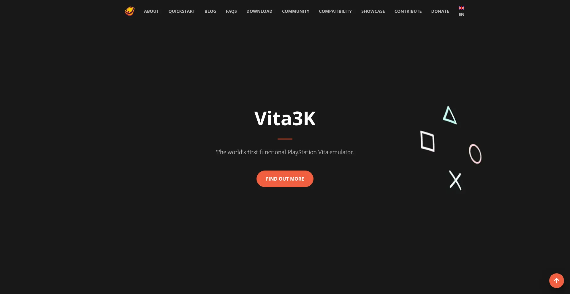 Website screenshot of Vita3k.org