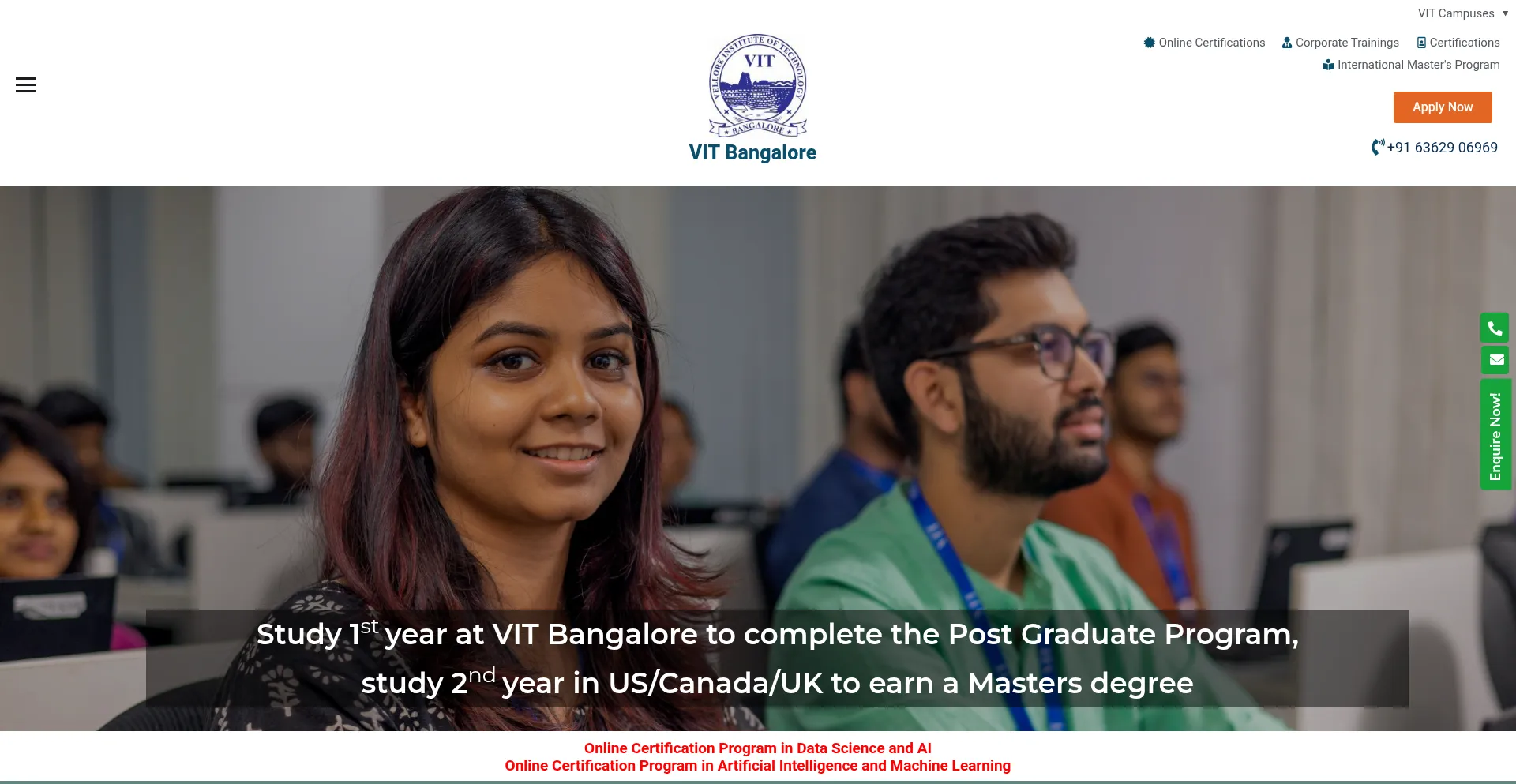 Website screenshot of Vitbangalore.in
