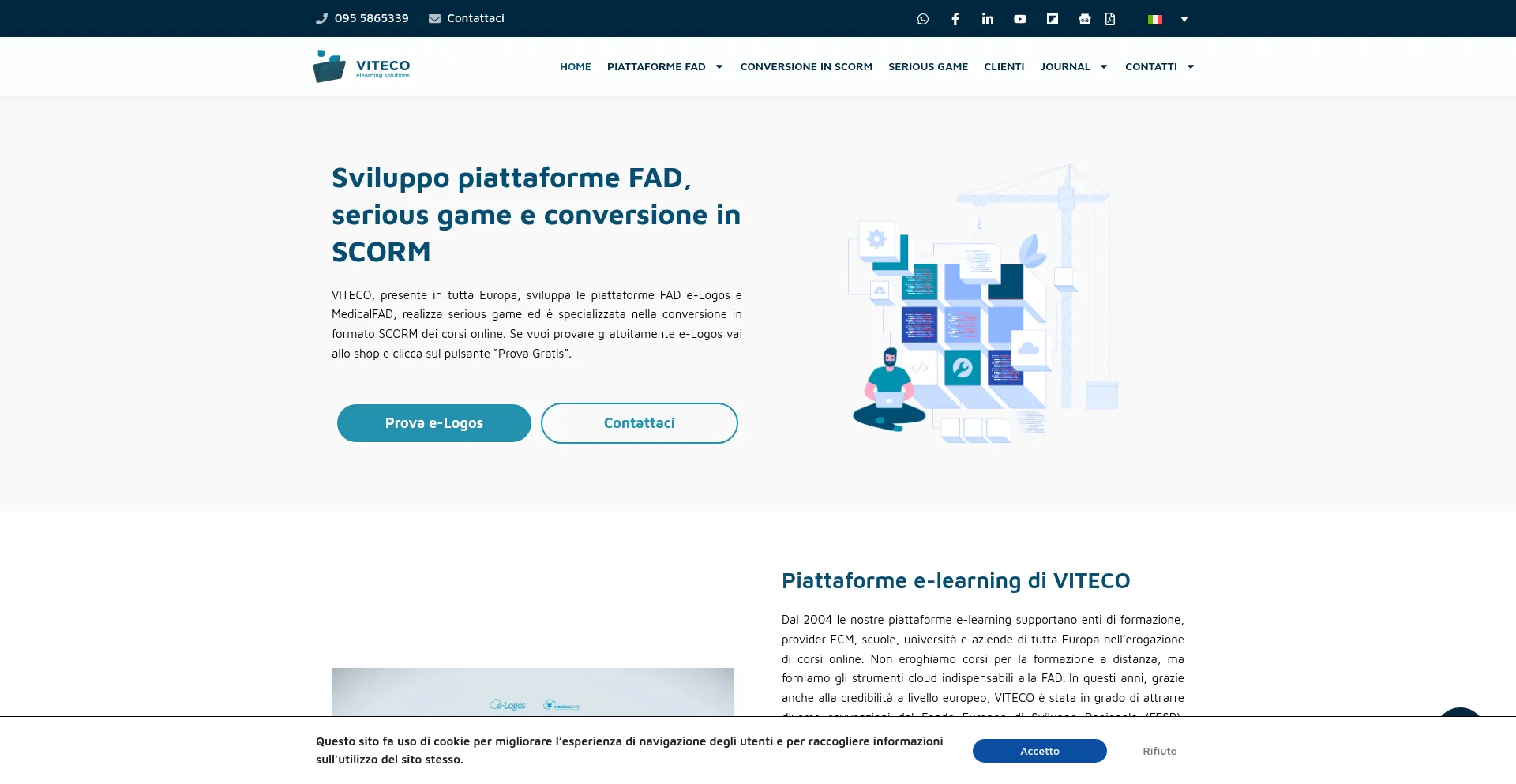 Website screenshot of Vitecoelearning.eu