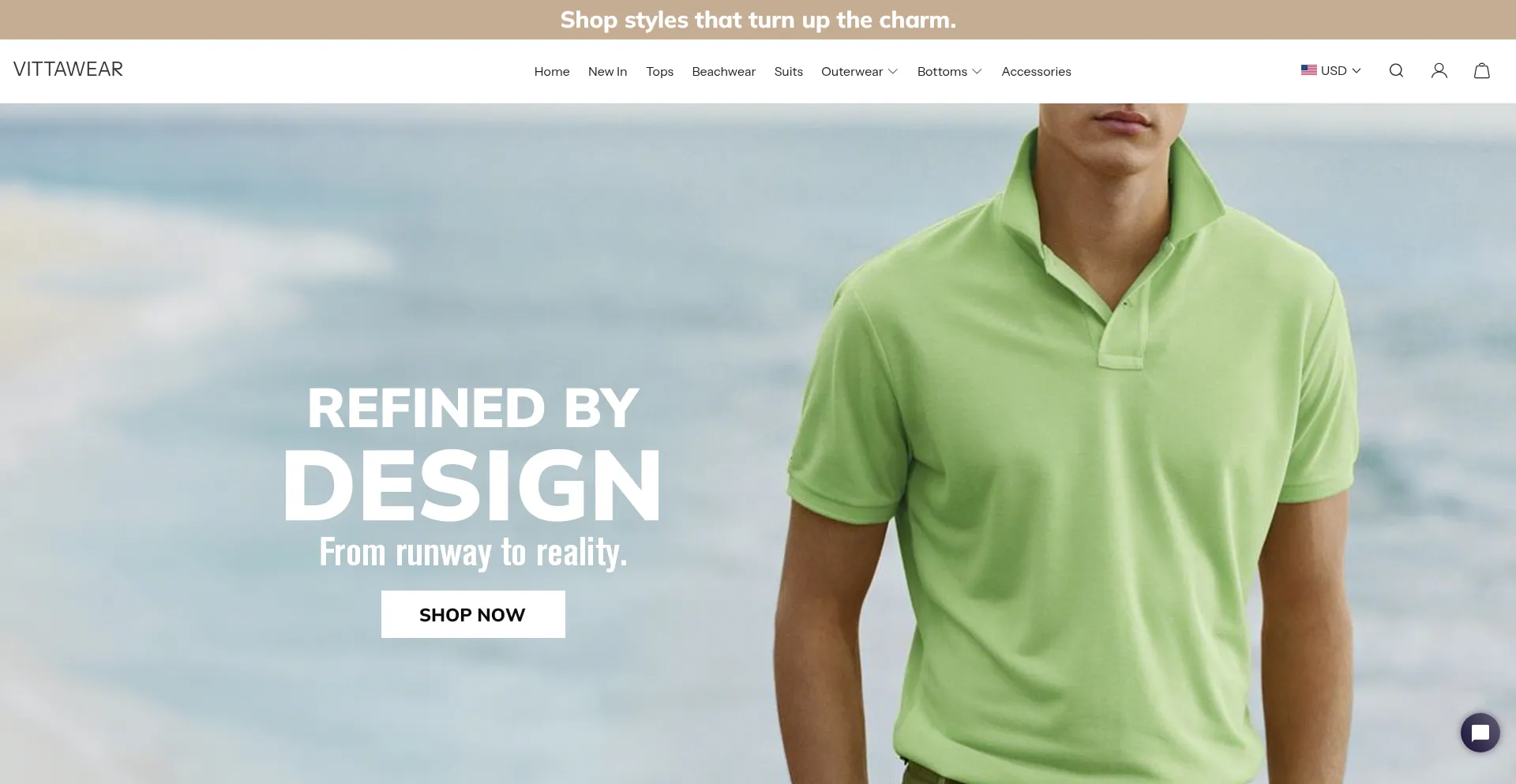 Website screenshot of Vittawear.com