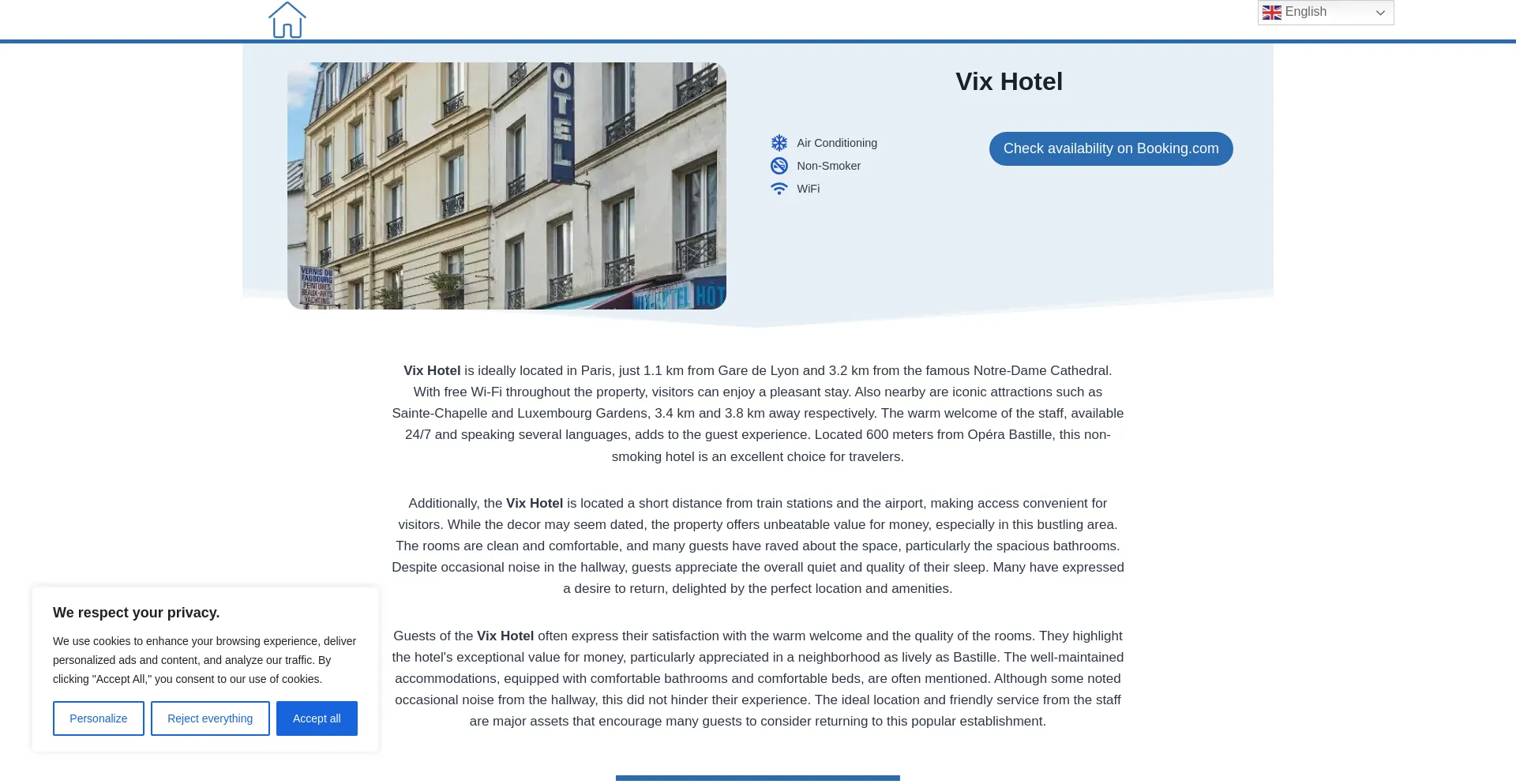 Website screenshot of Vixhotel.top