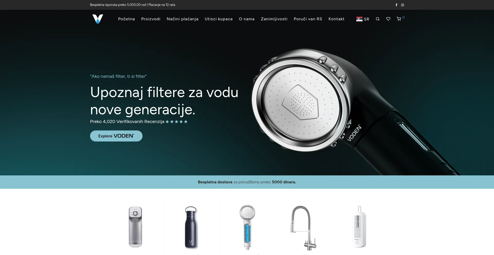 Website screenshot of Voden.rs