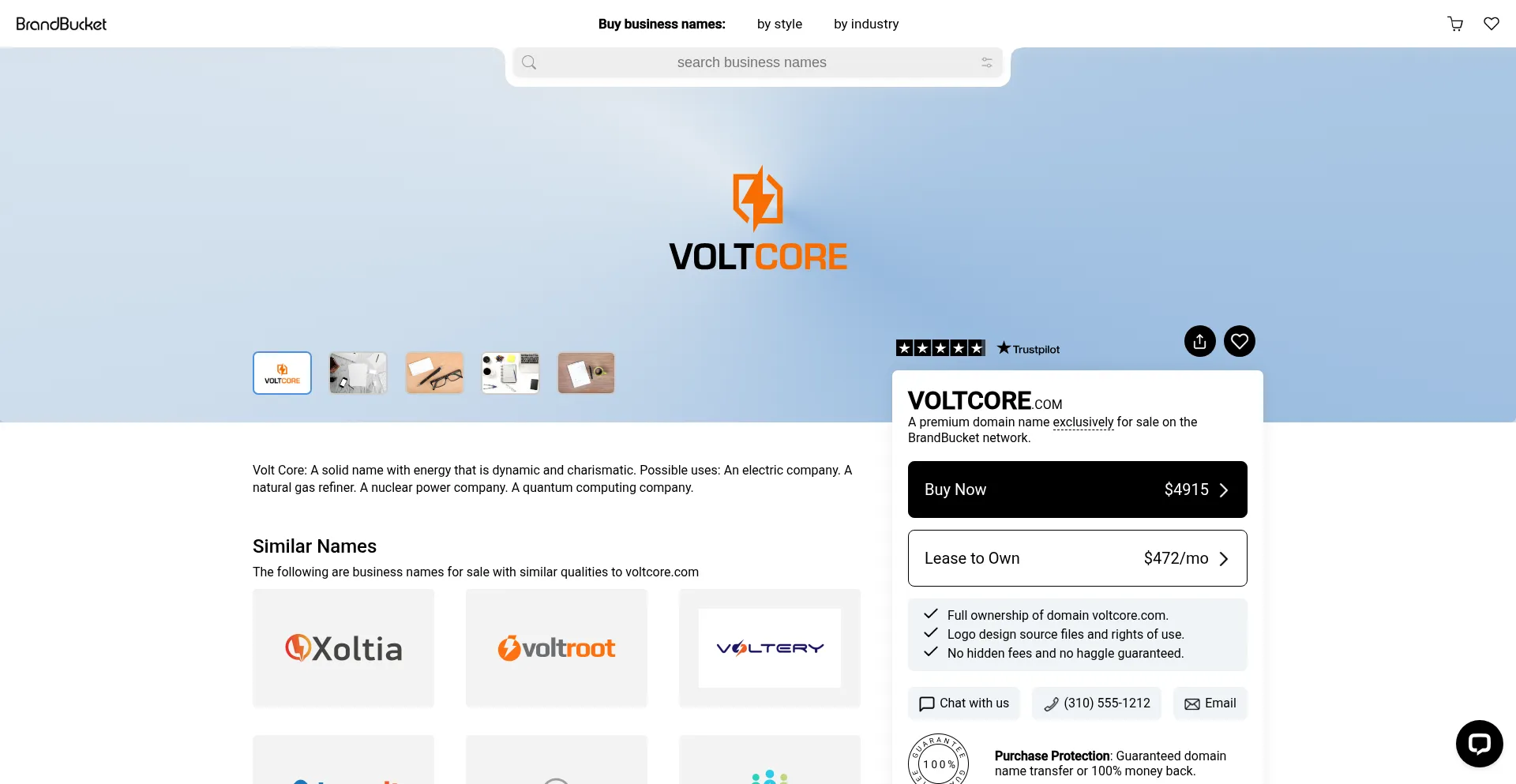 Website screenshot of Voltcore.com