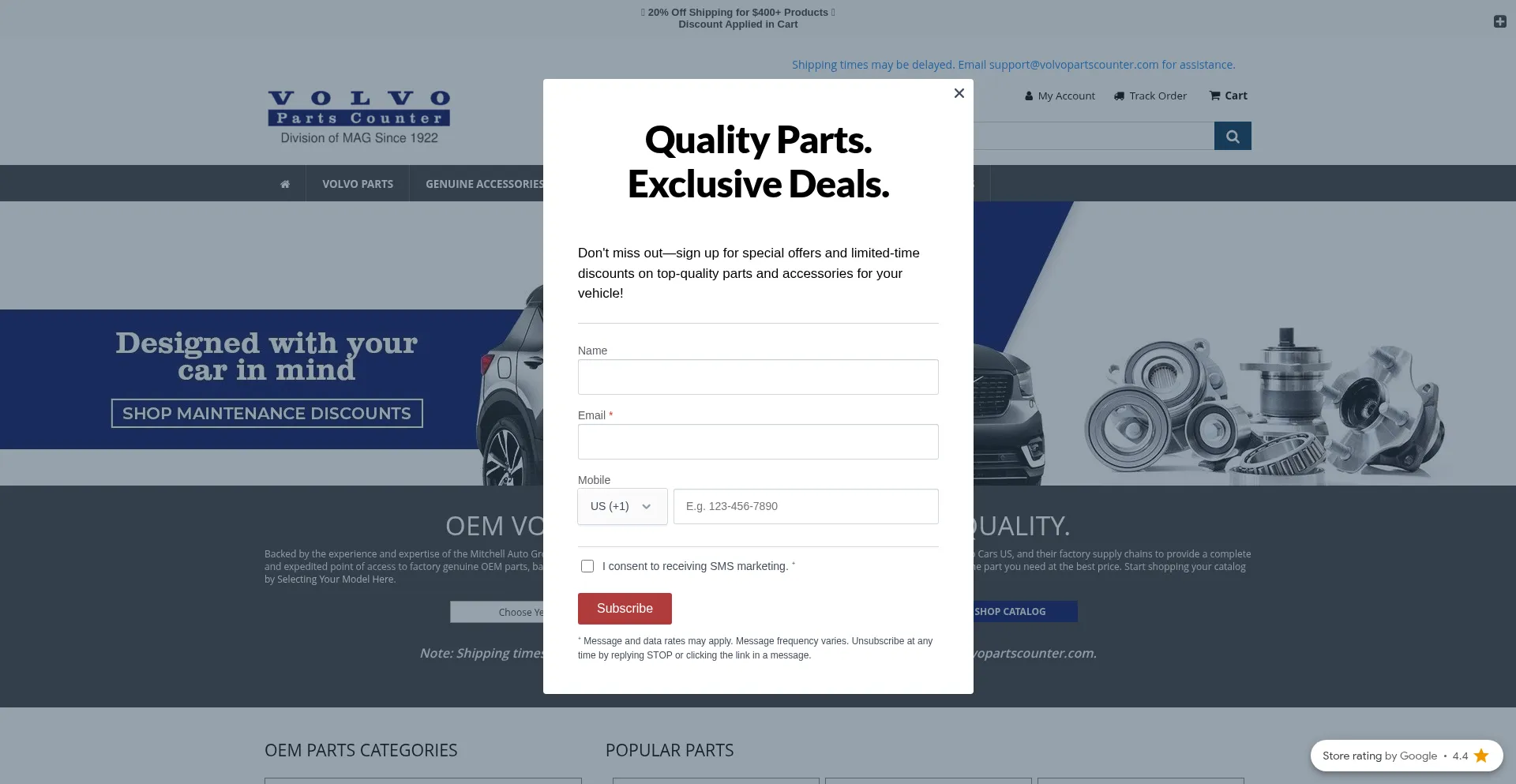 Volvopartscounter.com Screenshot