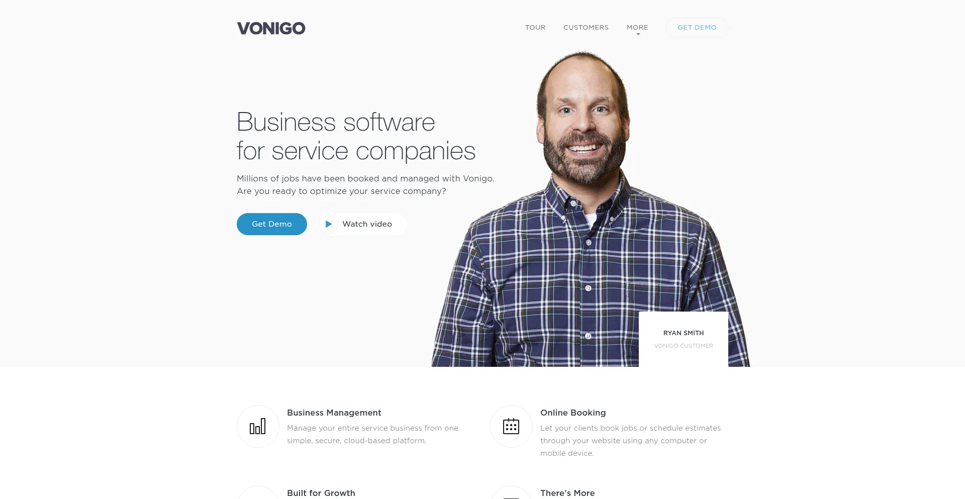 Website screenshot of Vonigo.com
