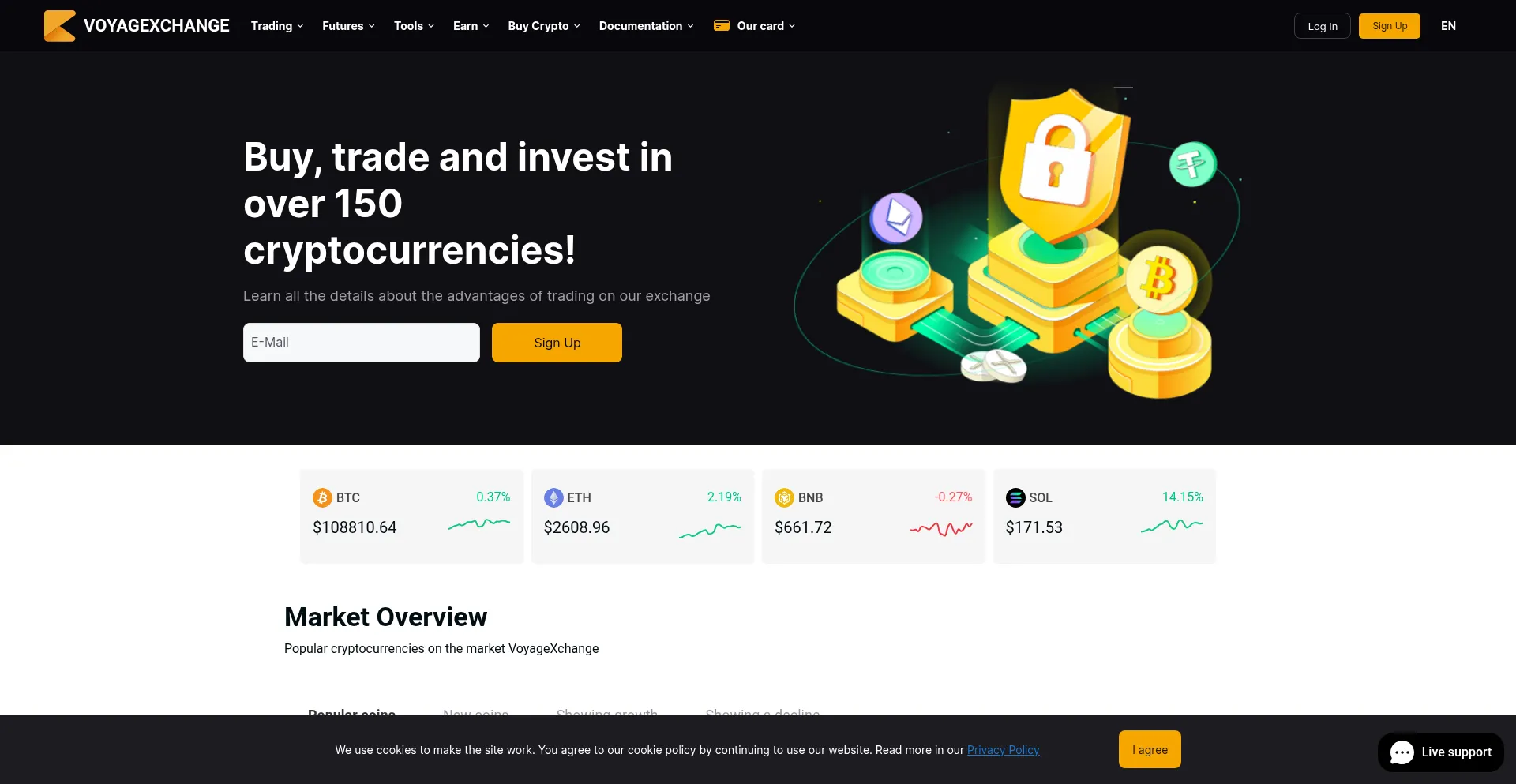 Website screenshot of Voyagexchange.com