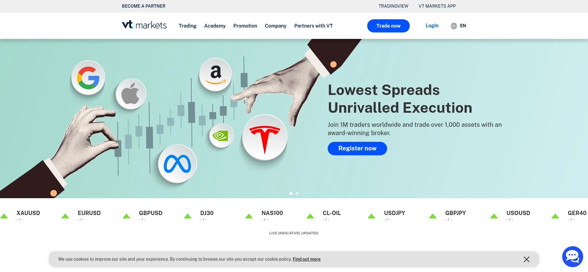 Website screenshot of Vtmarkets.com