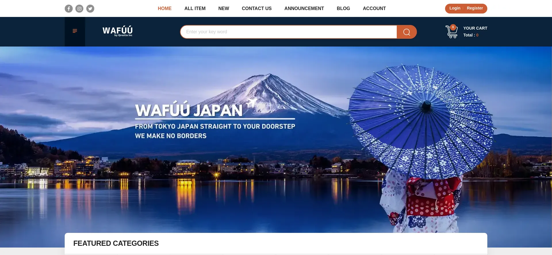 Website screenshot of Wafuu.com