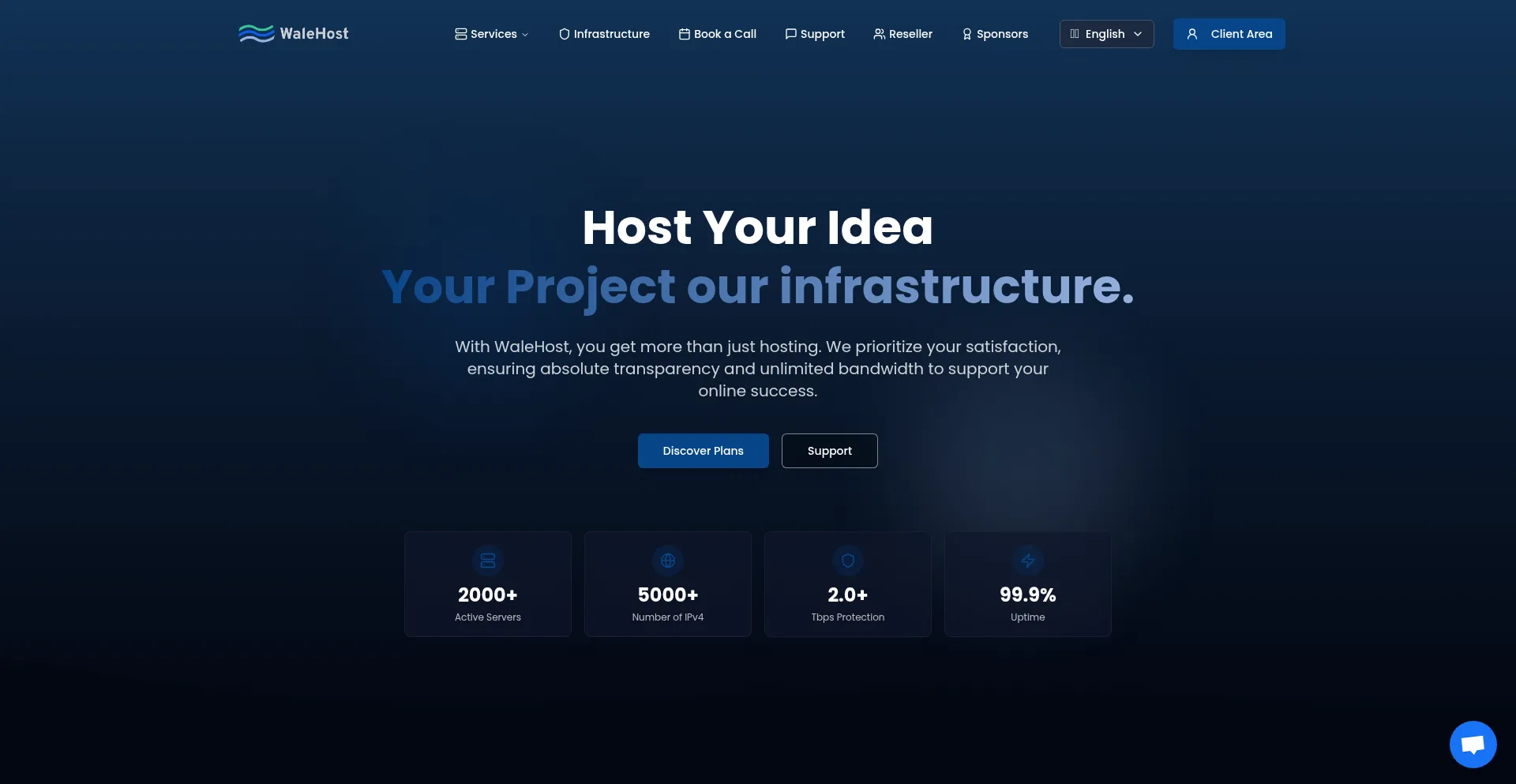 Website screenshot of Walehost.com