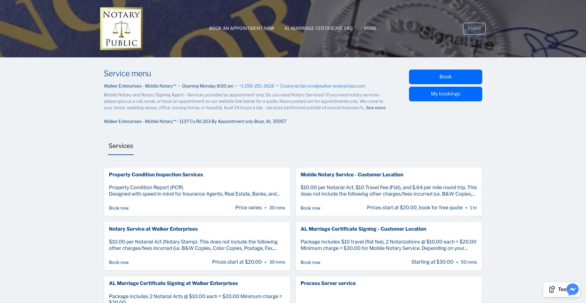 Website screenshot of Walker-enterprises.com