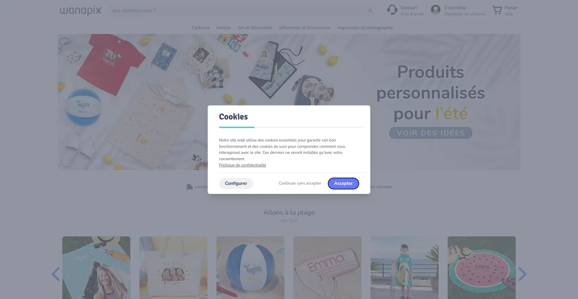 Website screenshot of Wanapix.fr
