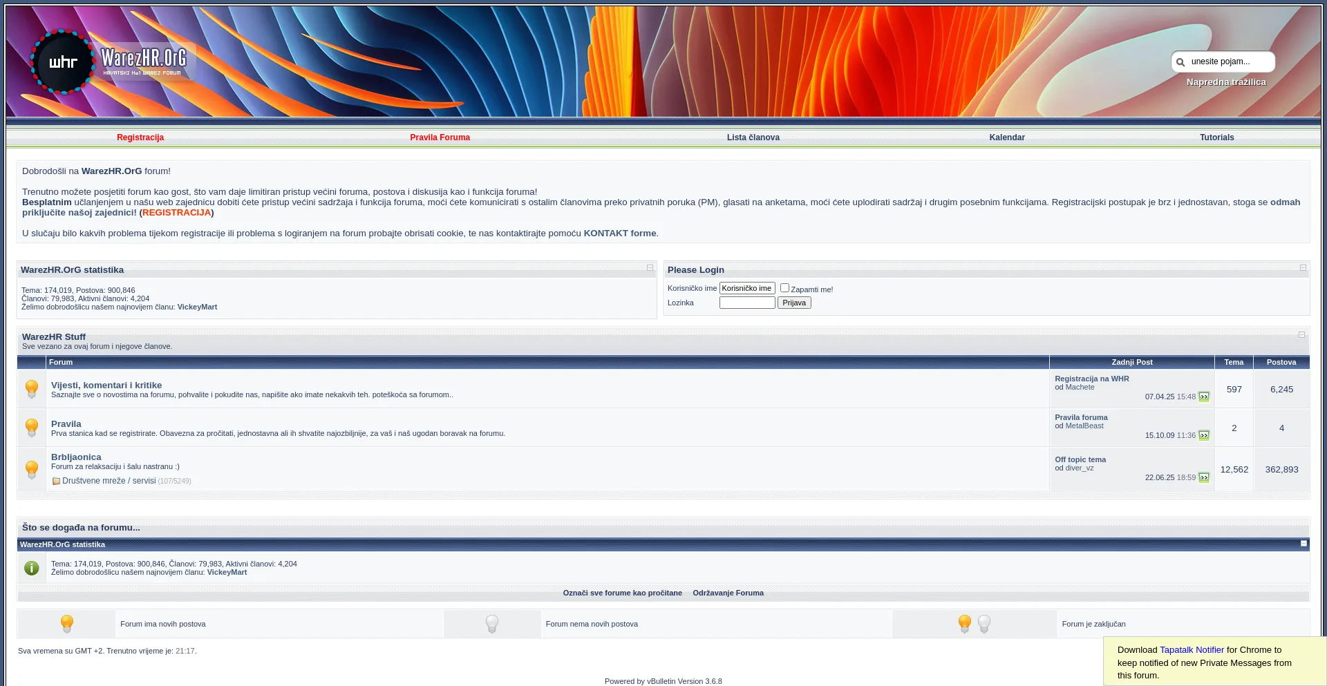 Website screenshot of Warezhr.org