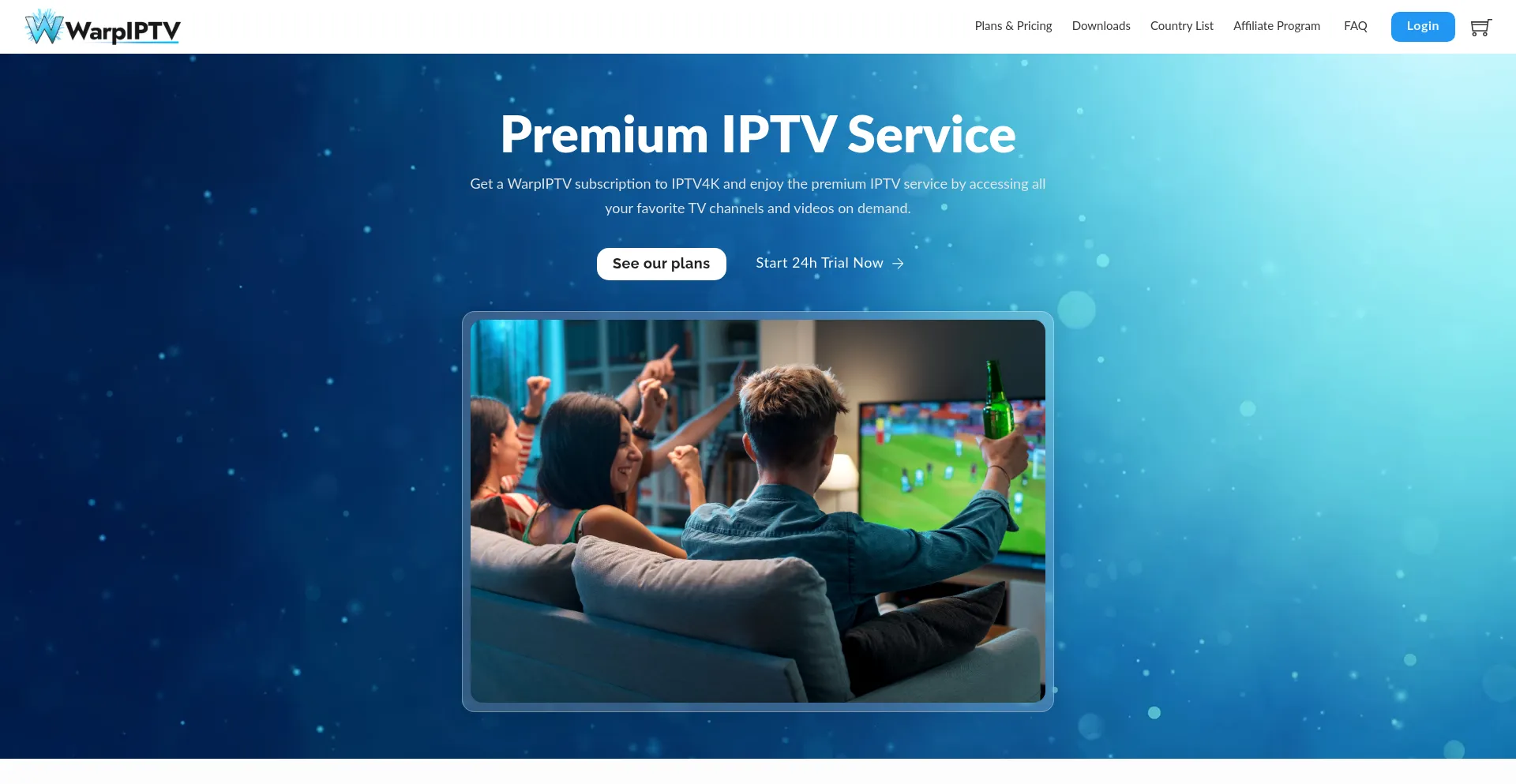 Website screenshot of Warpiptv.com