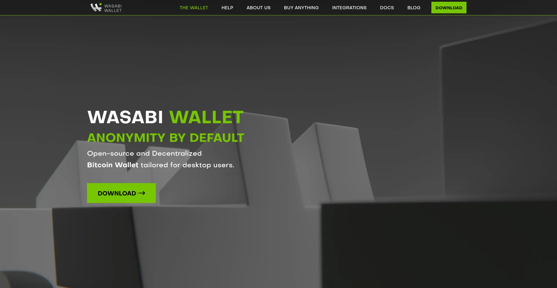 Website screenshot of Wasabiwallet.is