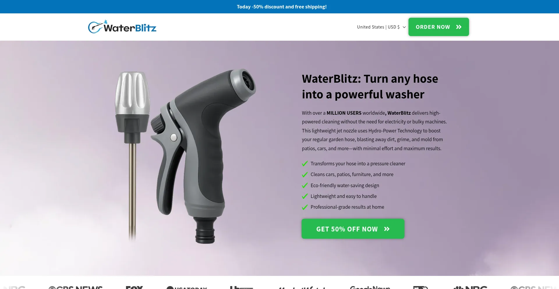 Website screenshot of Water-blitz.com