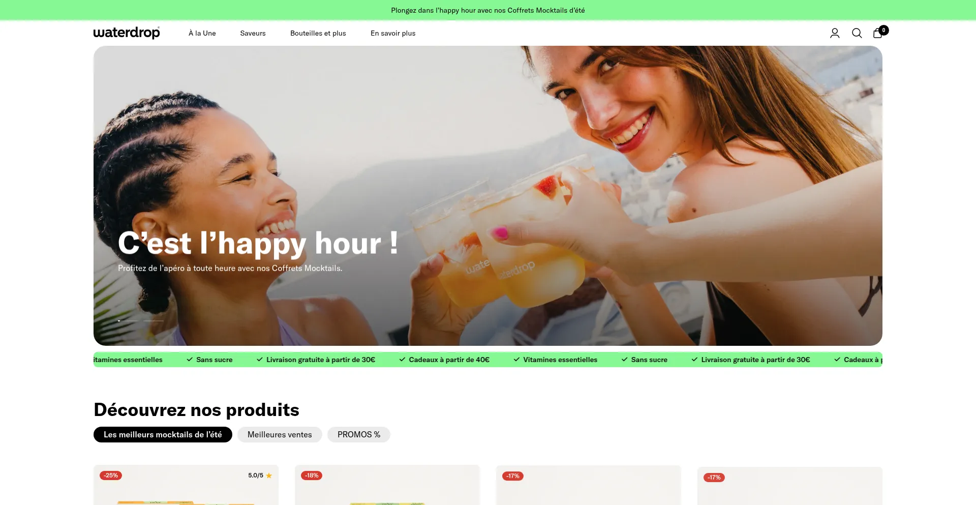 Website screenshot of Waterdrop.fr