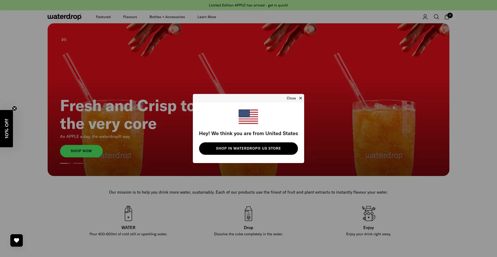 Website screenshot of Waterdrop.nz