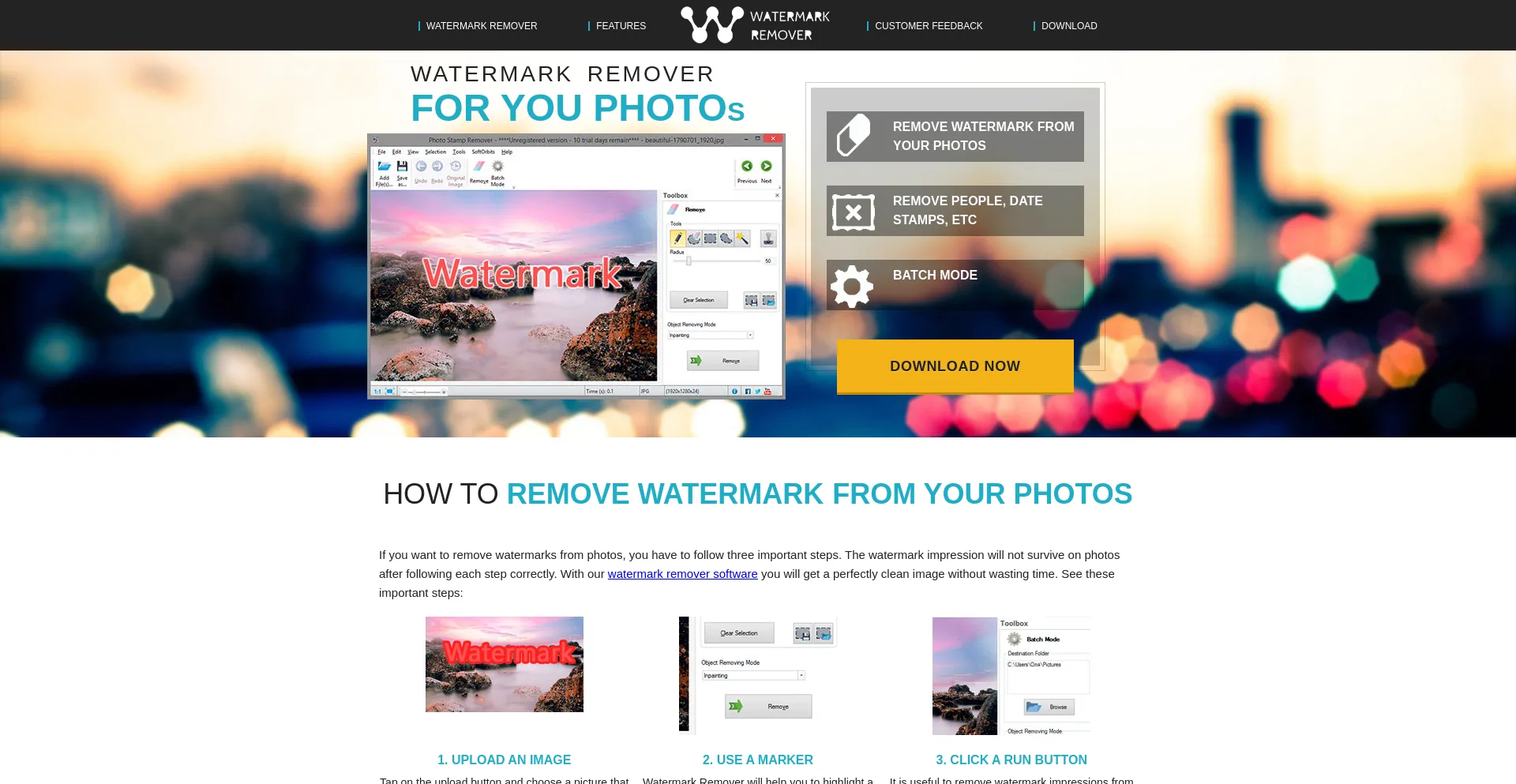 Website screenshot of Watermarkremover.com