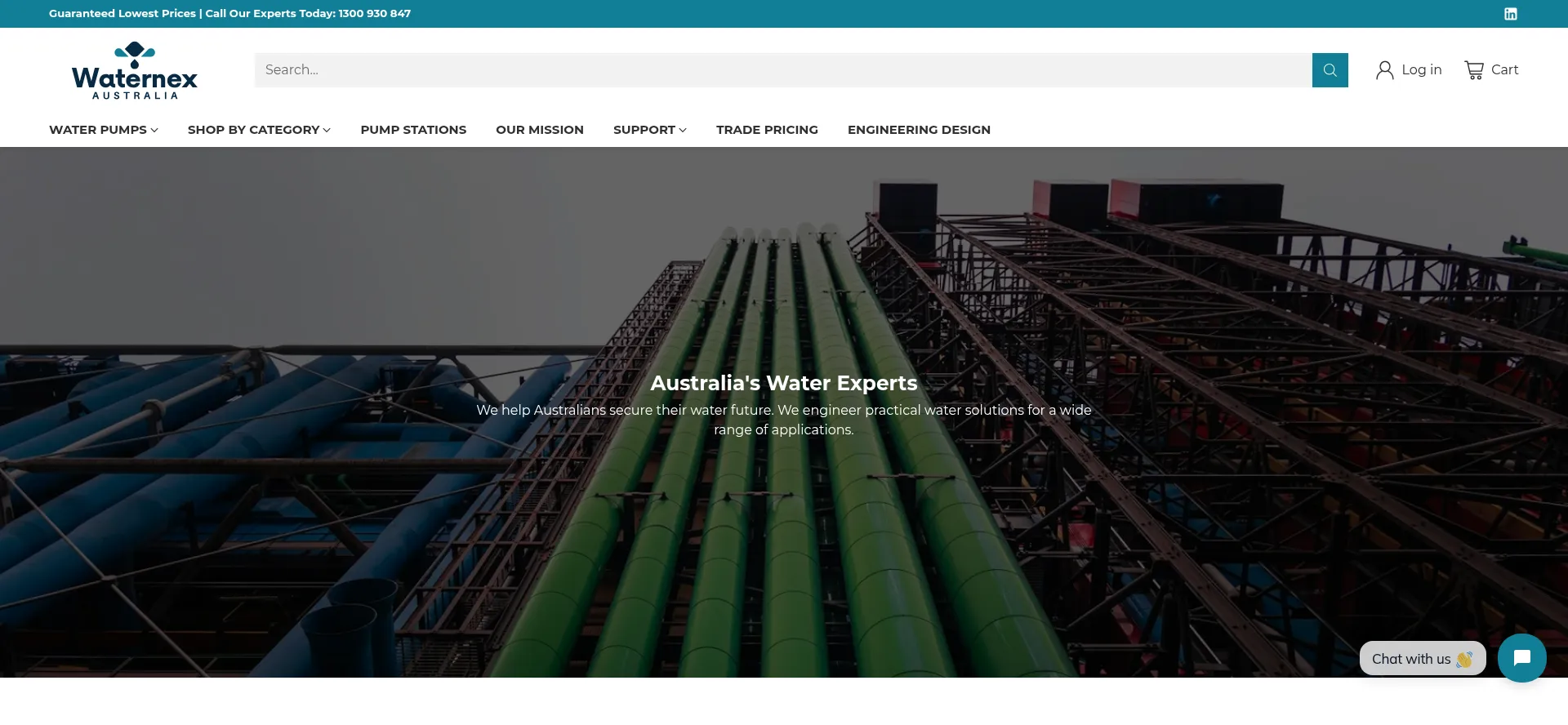 Website screenshot of Waternex.com.au