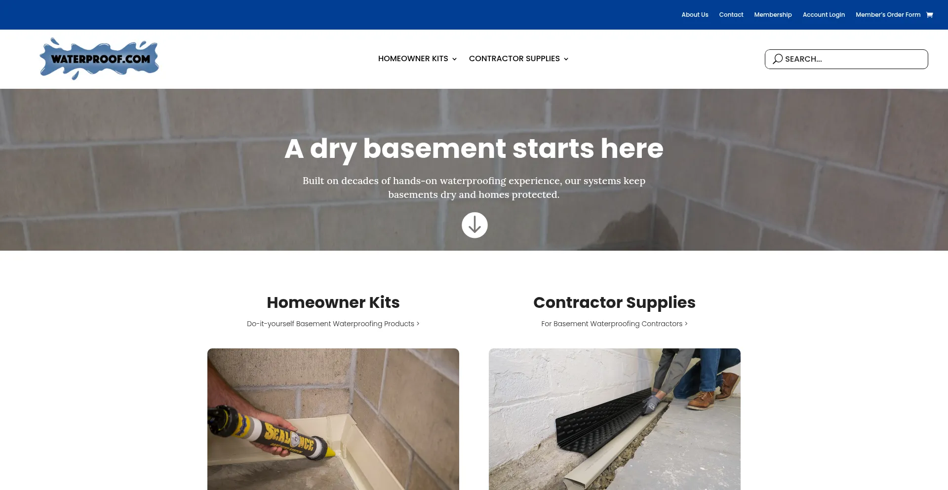 Website screenshot of Waterproof.com