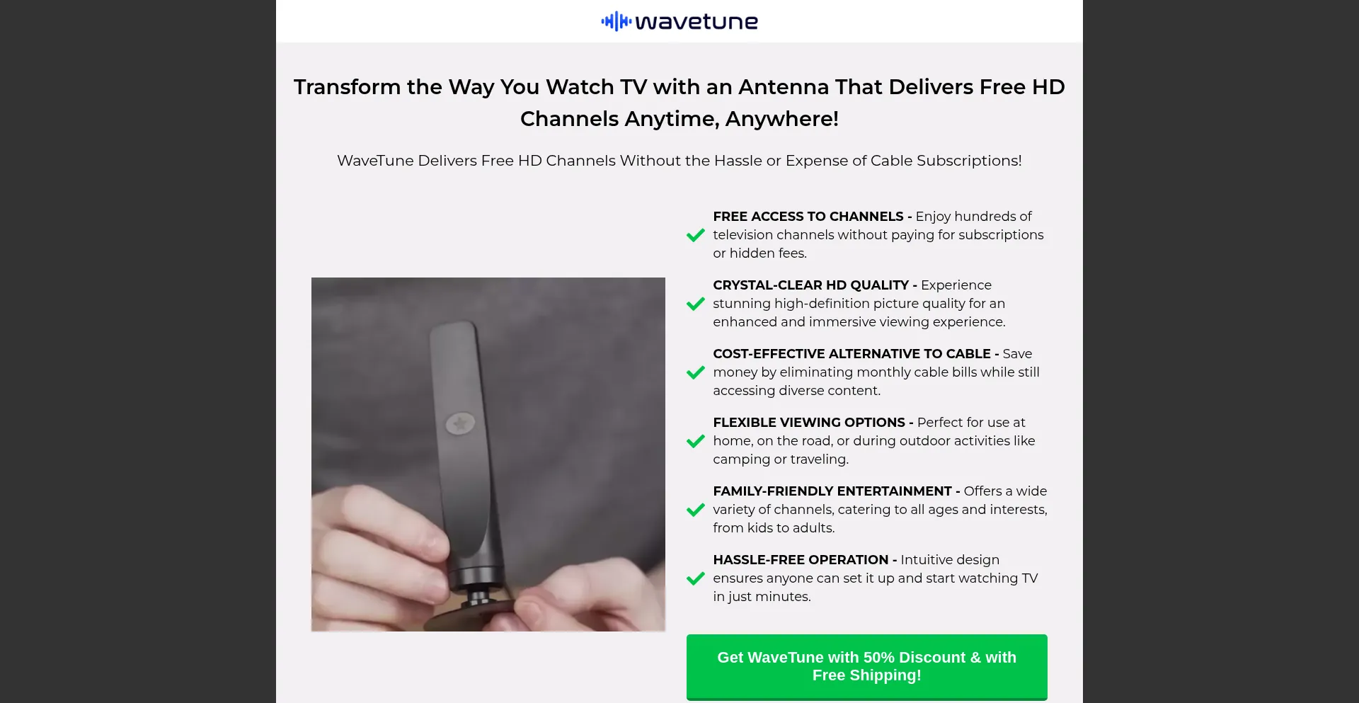 Website screenshot of Wavetune.shop