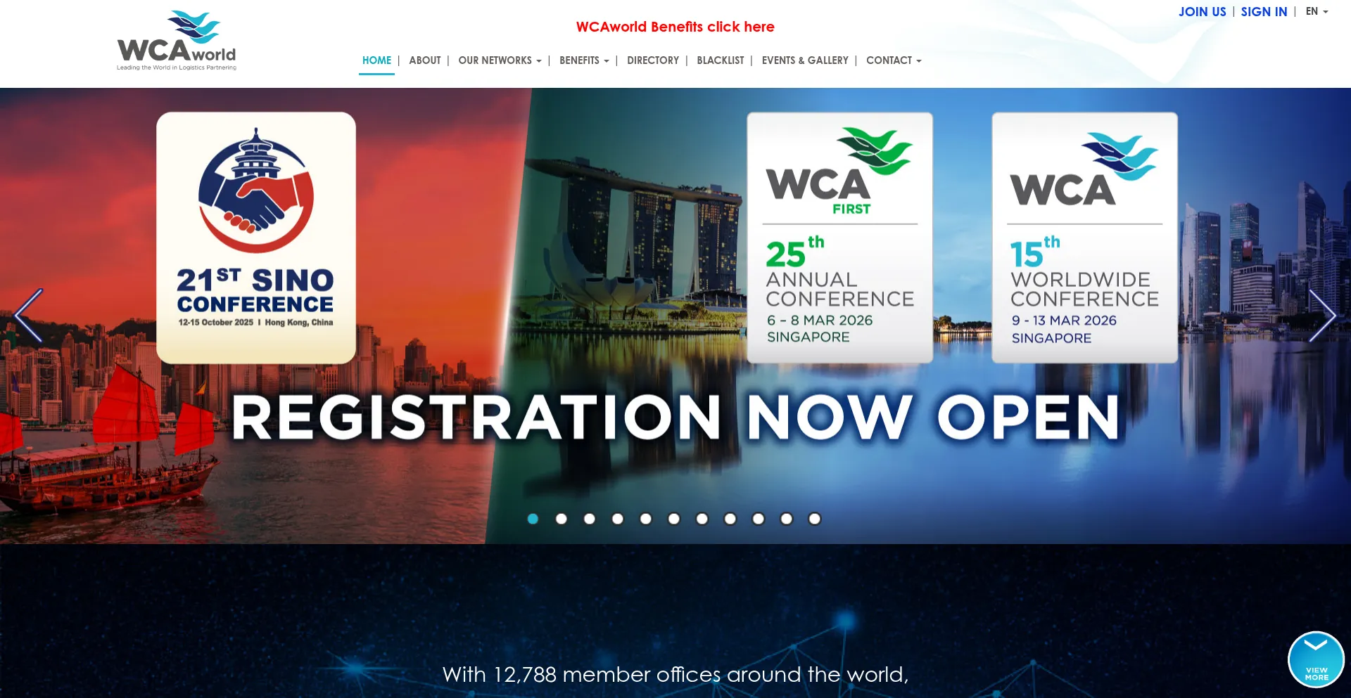 Website screenshot of Wcaworld.com