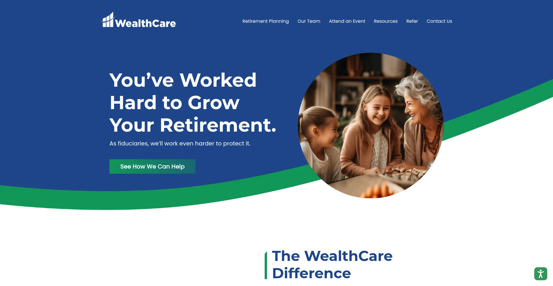 Website screenshot of Wealthcarecorp.com