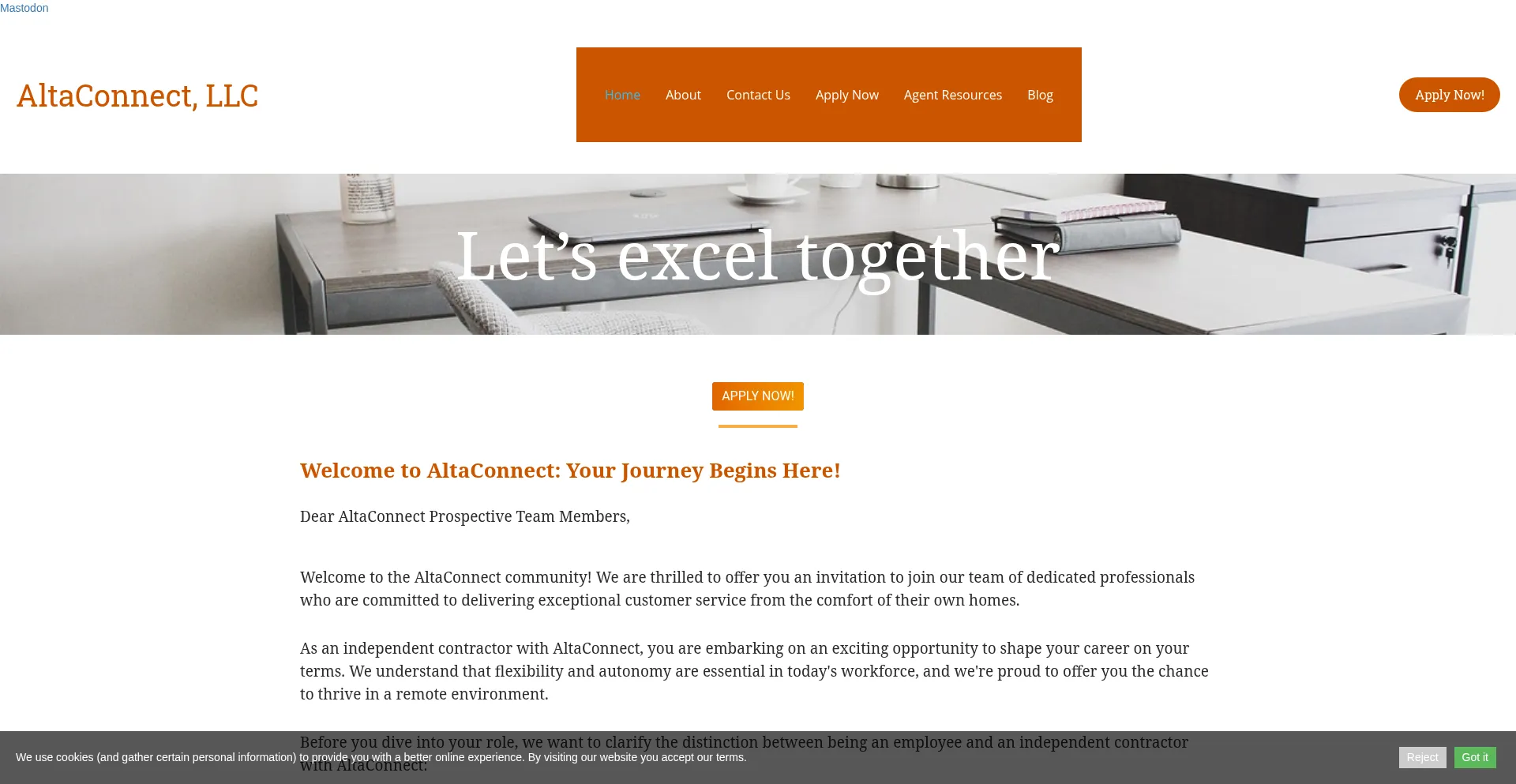 Website screenshot of Wearealtaconnect.com