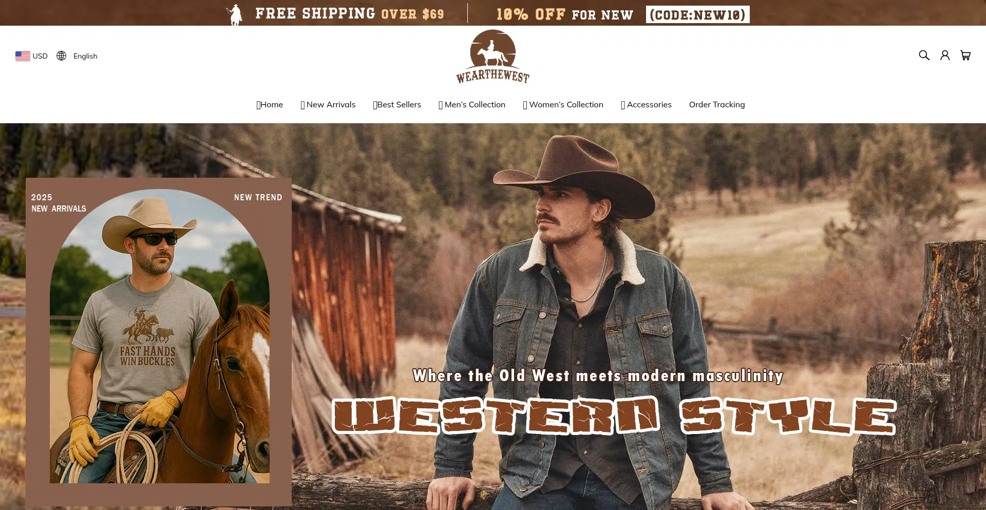 Website screenshot of Wearthewest.com
