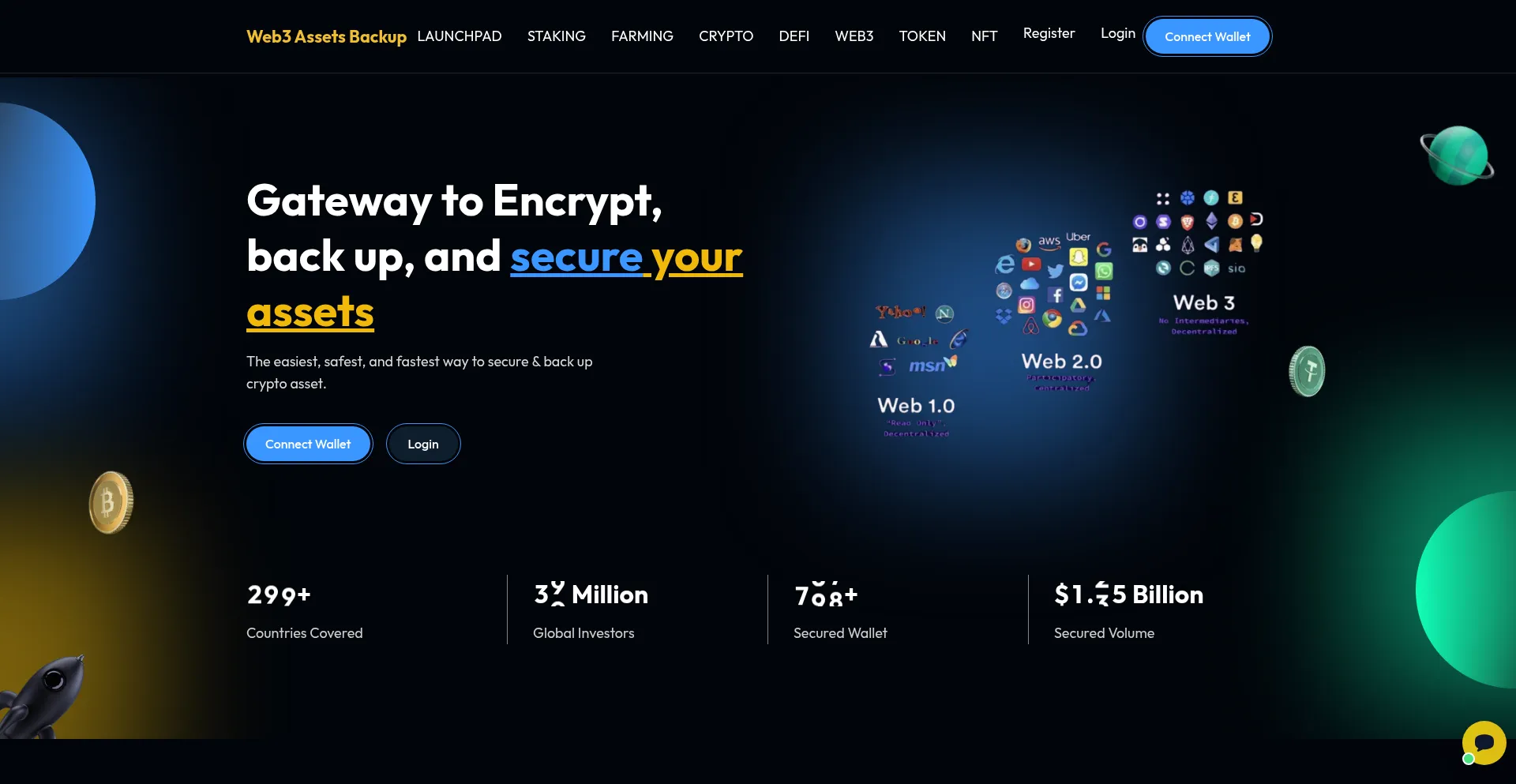 Website screenshot of Web3assetsbackup.com