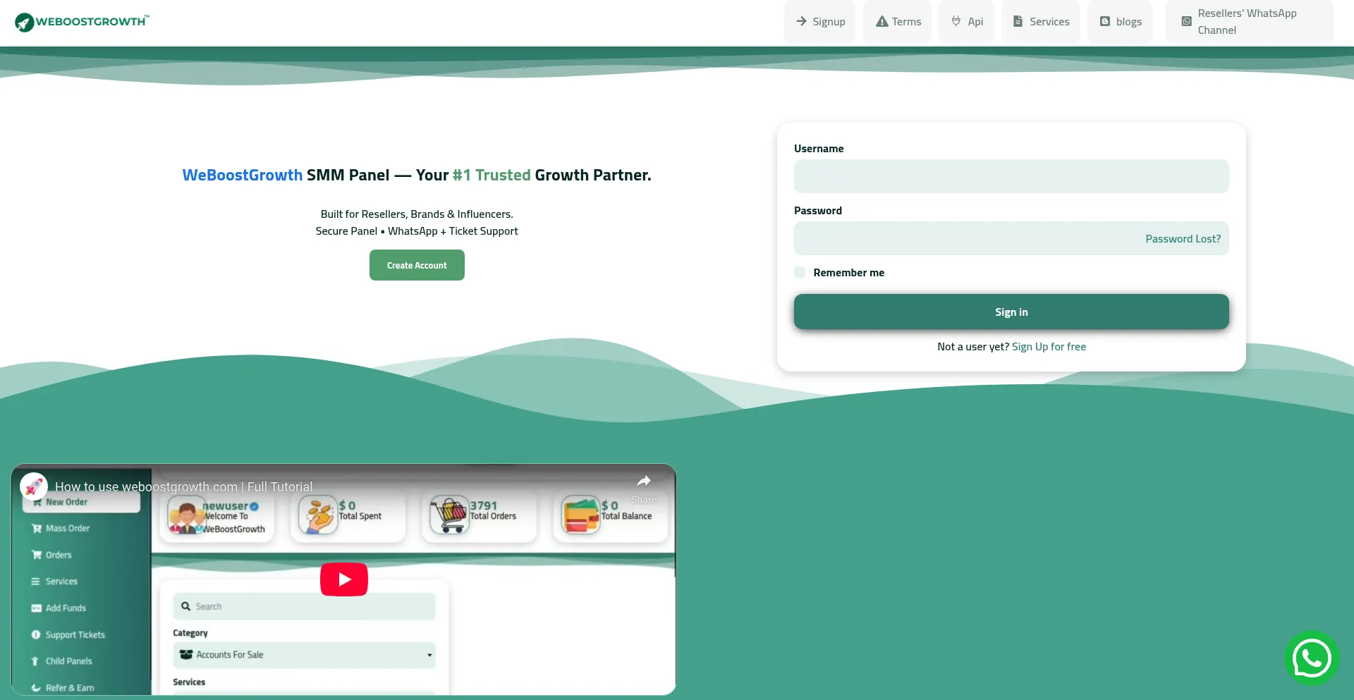 Website screenshot of Weboostgrowth.com