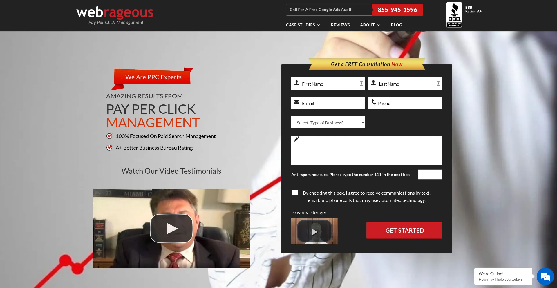 Website screenshot of Webrageous.com