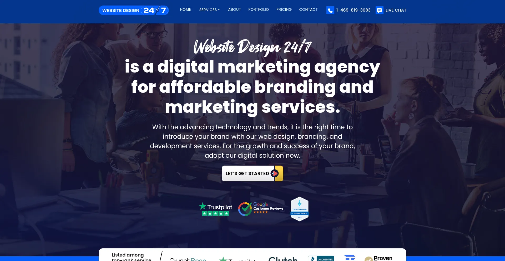 Website screenshot of Websitedesign247.com