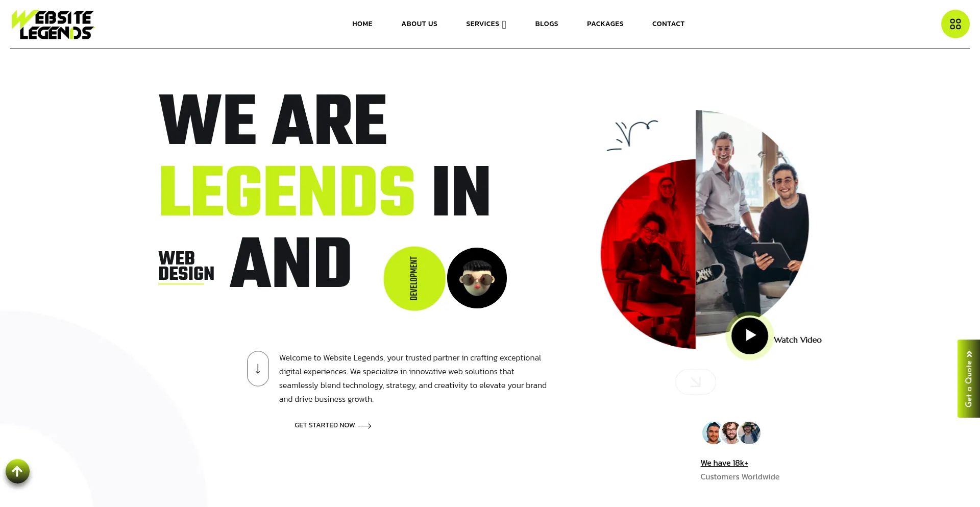 Website screenshot of Websitelegends.com