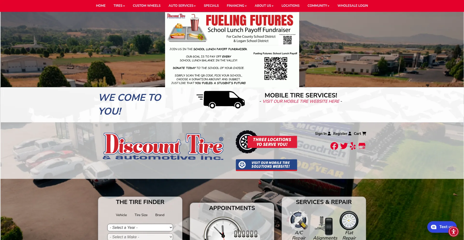 Website screenshot of Webtires.net