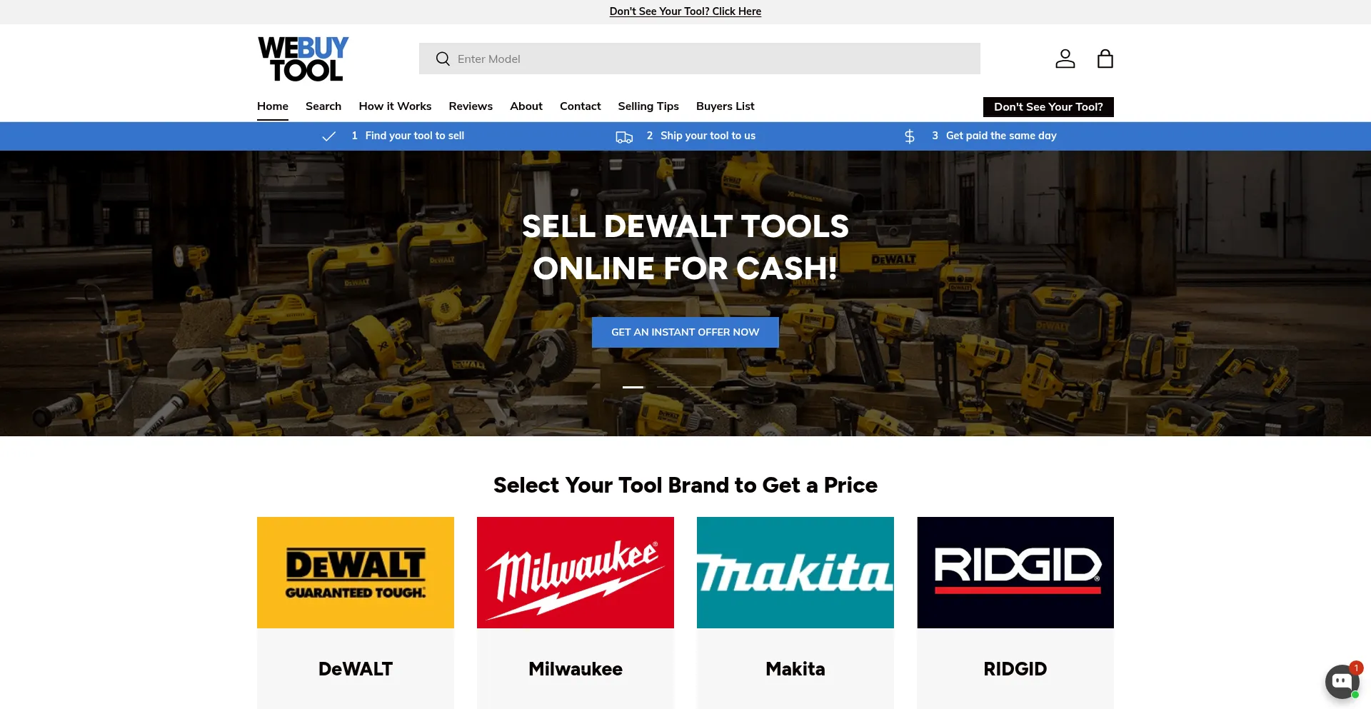 Website screenshot of Webuytool.com